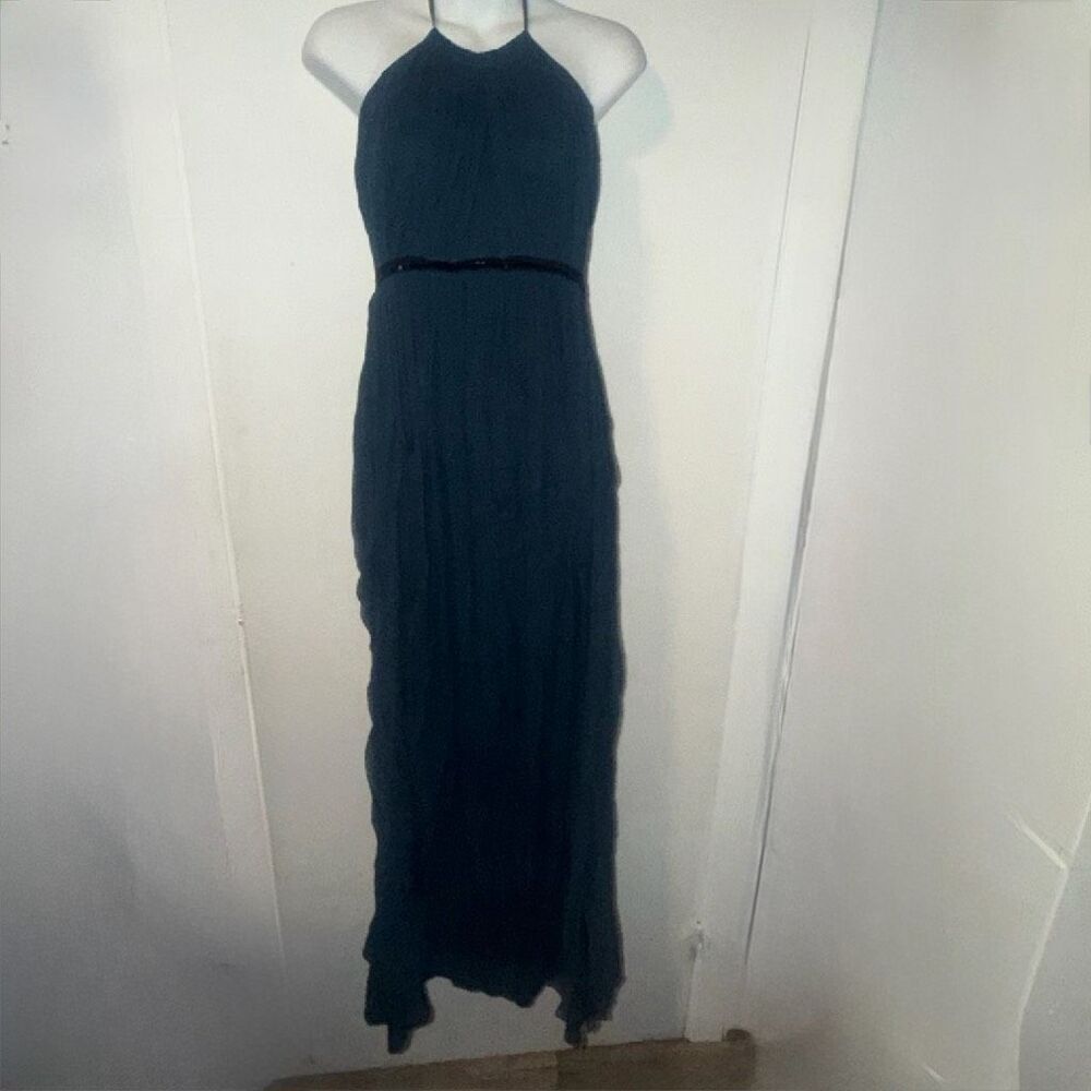 VERA WANG LAVENDER LABEL Hunter Green Silk Fitted Halter Bridesmaid Prom Dress-6